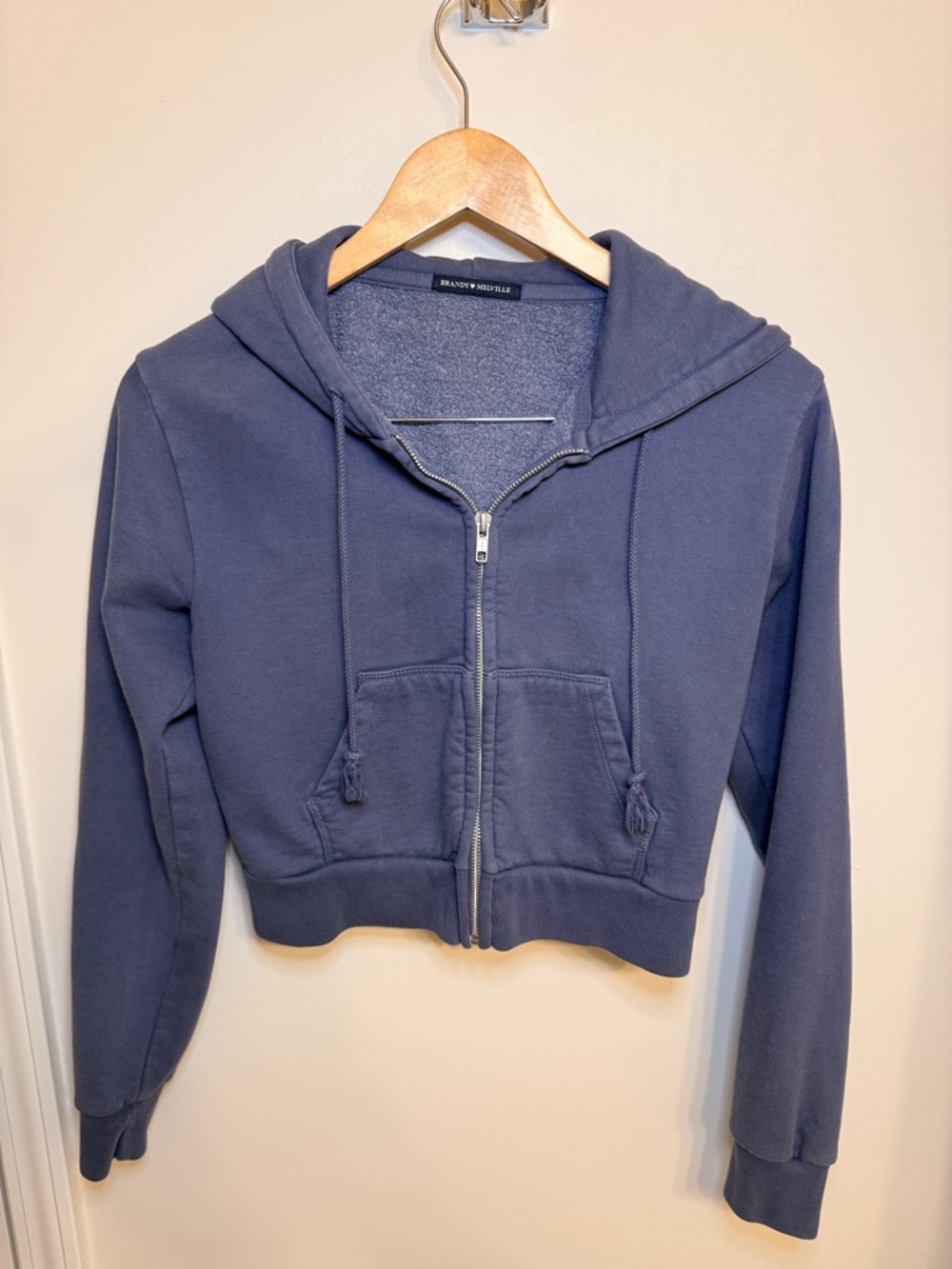 Brandy Melville Charcoal Gray Cropped Zip Hoodie